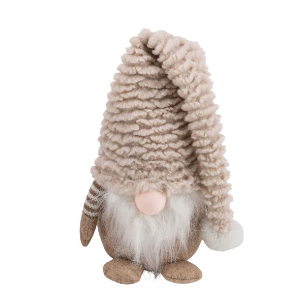 Deko Wichtel, Stoffwichtel mit langer Mütze, beige, 24cm