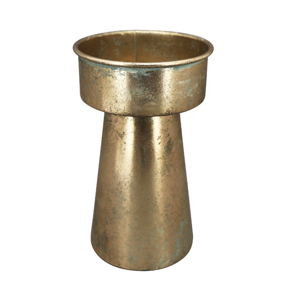 Teelichthalter Dore, antik gold, 19cm, Metall