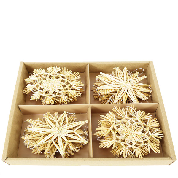 Deko Strohsterne Weihnachten, Strohsterne Natur, Ø11cm, Set/24