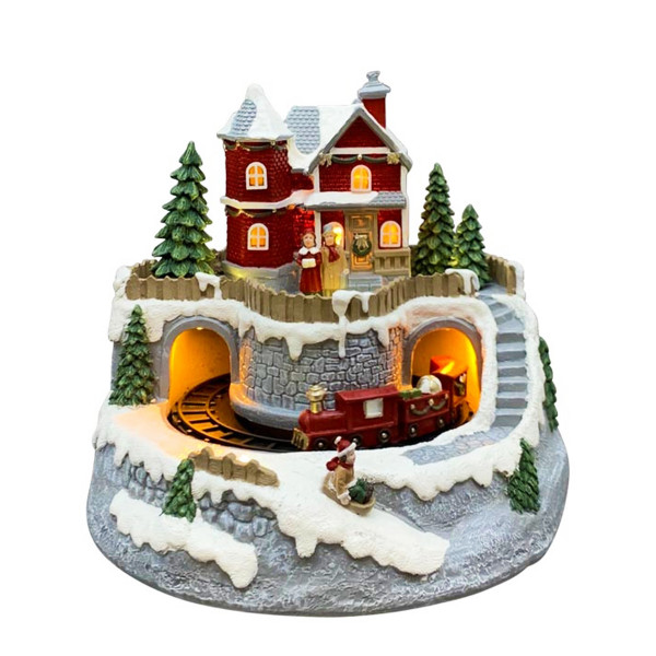 LED Winterlandschaft mit Eisenbahn, 19x17cm