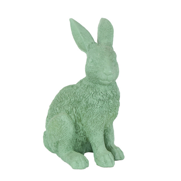 Deco Hase, Osterhase sitzend, salbei, 14x21cm, Polyresin