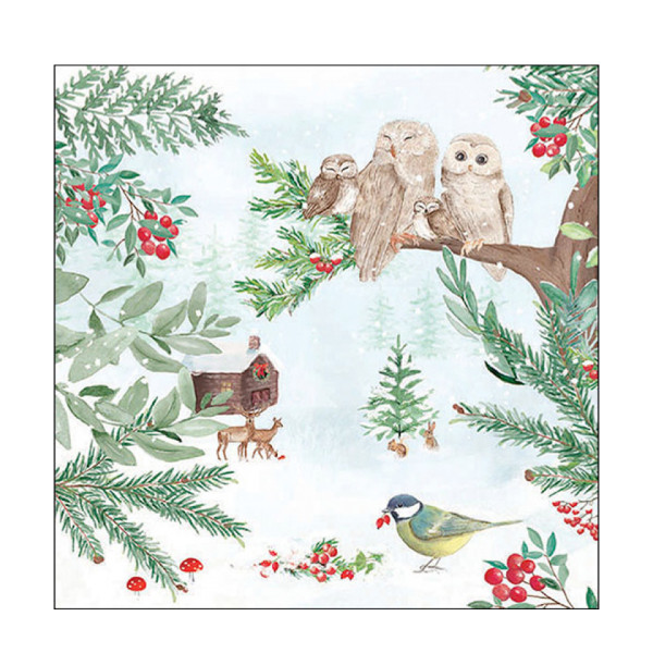 Ambiente Papierservietten Tiere im Winterwald, 33x33cm