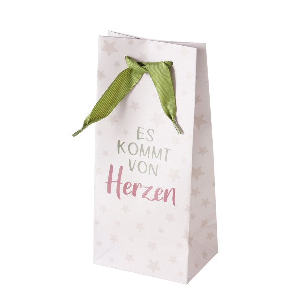 Geschenktüte Mitbringsel, Papiertüte: Es kommt von Herzen, 10x22cm, Boltze Home Collections