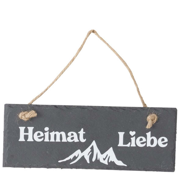 Hängetafel Heimatliebe mit Berge, Schiefertafel Sölden, 22x8cm, Boltze Home Collections