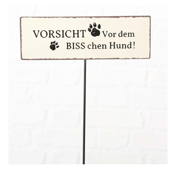 Deko Gartenstecker Hund, Stecker mit Spruch: Vorsicht vor ... 100cm, Boltze Home Collections