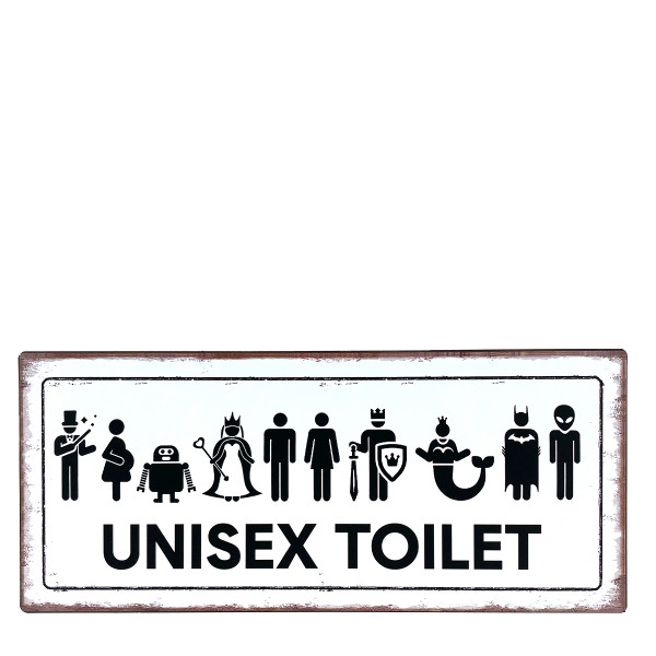 Metall Schild mit Spruch: Unisex Toilet, 30x13cm, Gerrys Garden