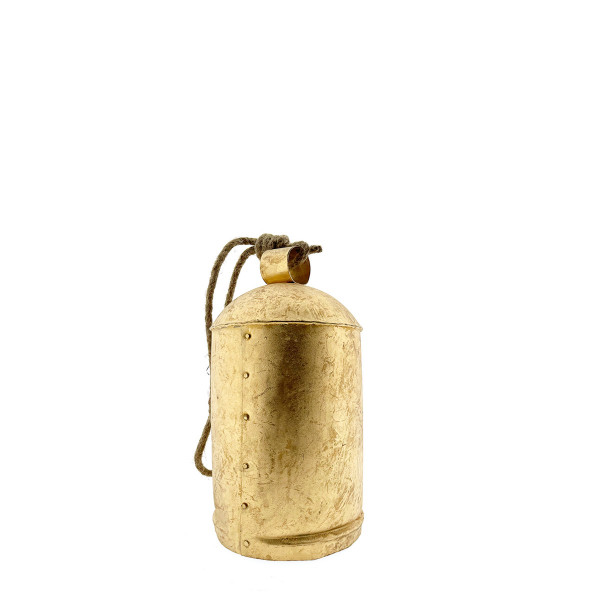 Deko Kuhglocke Schwaigen Rustikal gold, Glocke mit Klang im Shabby Chic Look, gold-schwarz, 20cm